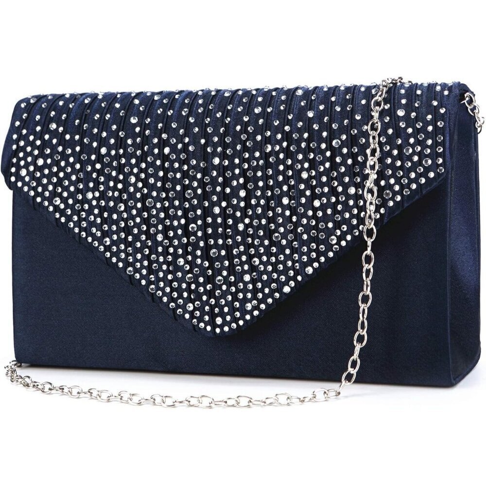 Women's Dark Blue Envelope Clutch & Crossbody Bag for Wedding Party Ladies!!